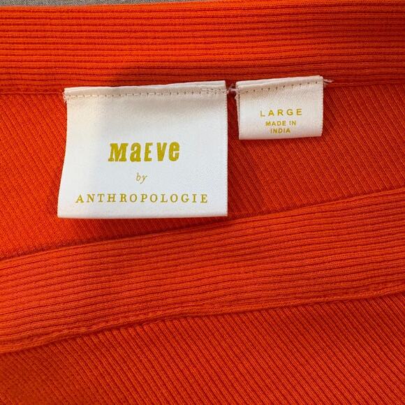 Anthropologie Maeve One Shoulder Asymmetric Ribbed Top Tank Top Orange Large - Picture 4 of 6